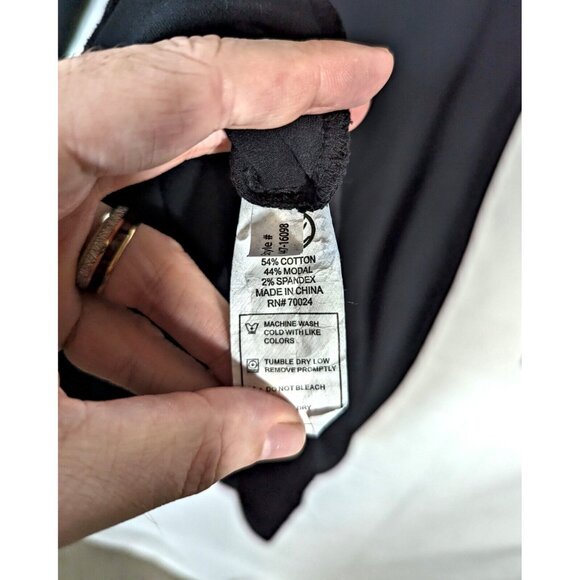 Mod-O-Doc Long Sleeve Wrap Dress Women's M Tie Front Stretch Knee Length - Black - Picture 8 of 8